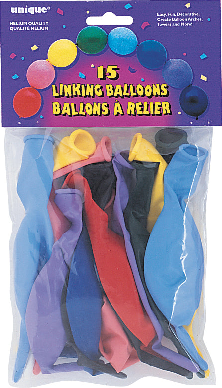 12" Linking Balloons Assorted 15 Count