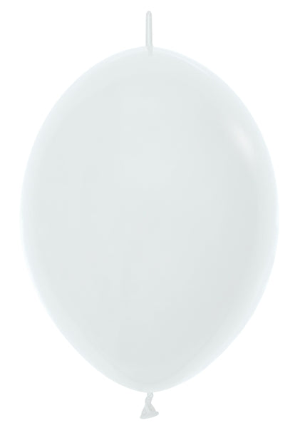 12" Link-O-Loon (50 Per Bag) Fashion White Betallatex Latex Balloons