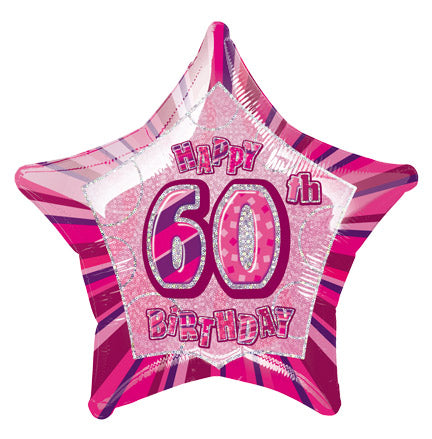 18" 60th Birthday Balloons Prism Pink