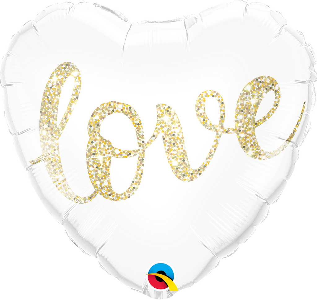 18" Heart Love Glitter Gold Foil Balloon