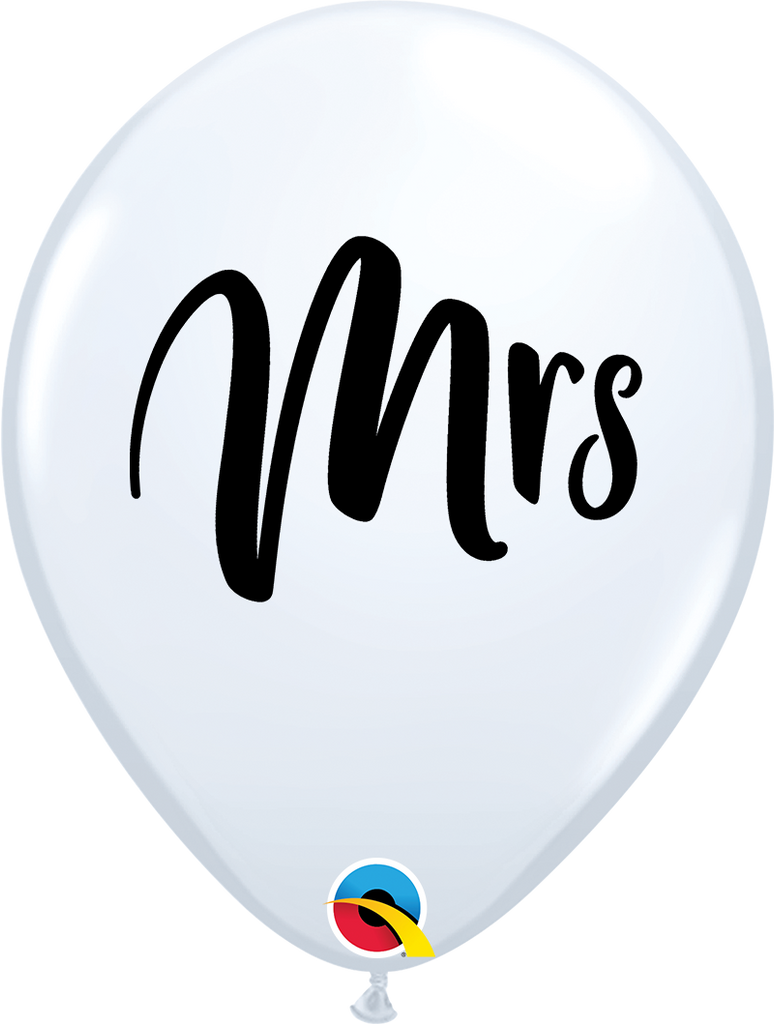 11" Mrs. Printed White Latex Balloon