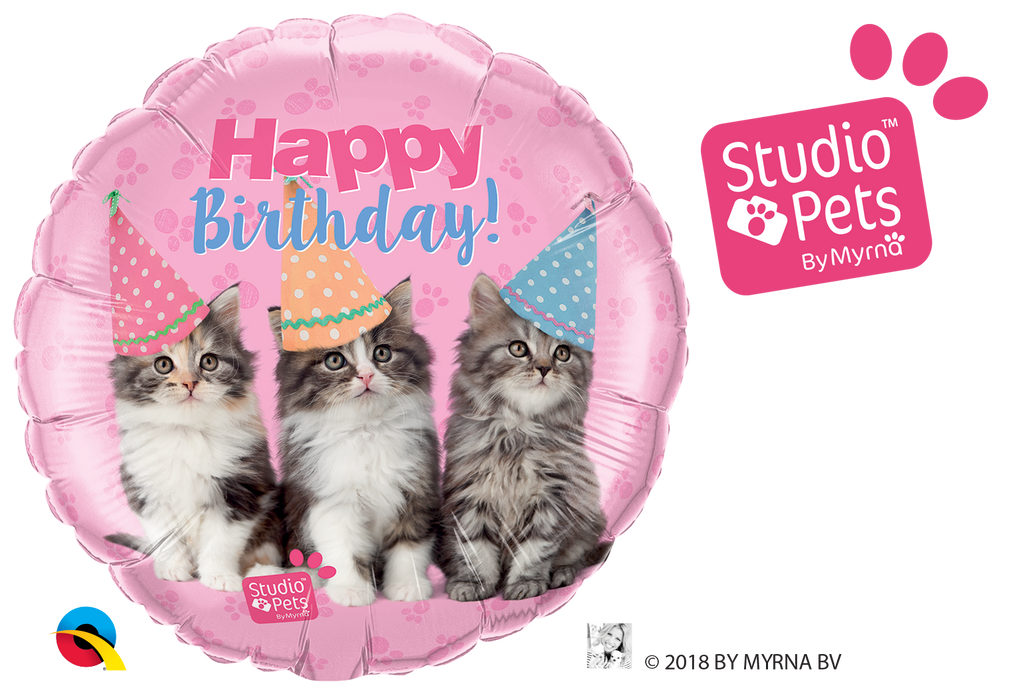 18" Birthday Kittens Foil Balloon
