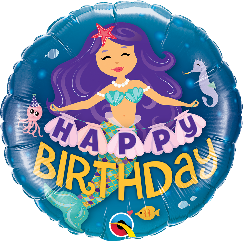 18" Birthday Mermaid Foil Balloon