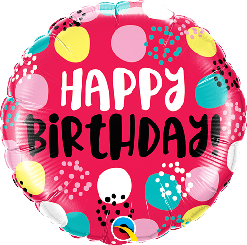 9" Airfill Only Birthday Dots Red Foil Balloon