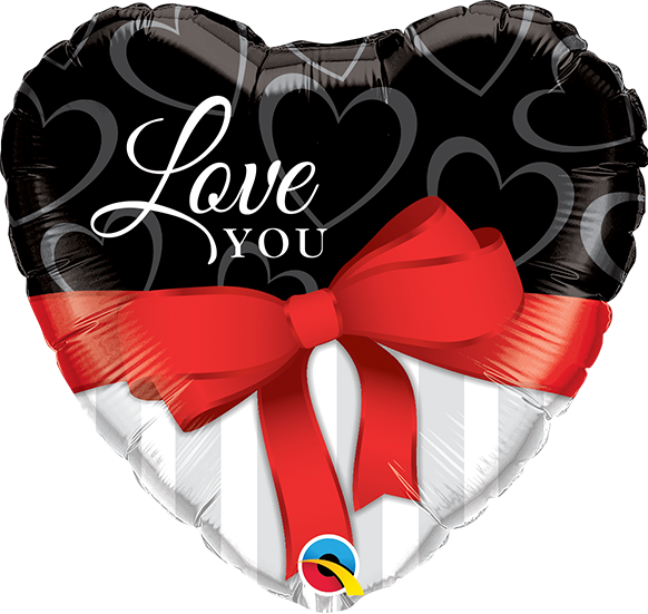 9" Airfill Only Love You Red Ribbon Foil Balloon