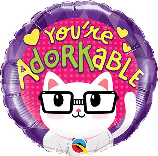 9" Airfill Only You're Adorkable - Kitty Foil Balloon