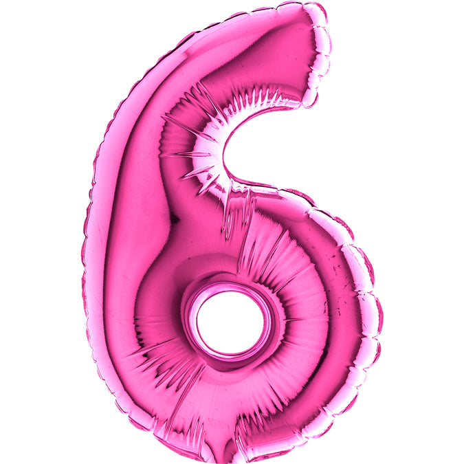 7" Airfill Only (requires heat sealing) Number Balloon 6 Fuschia