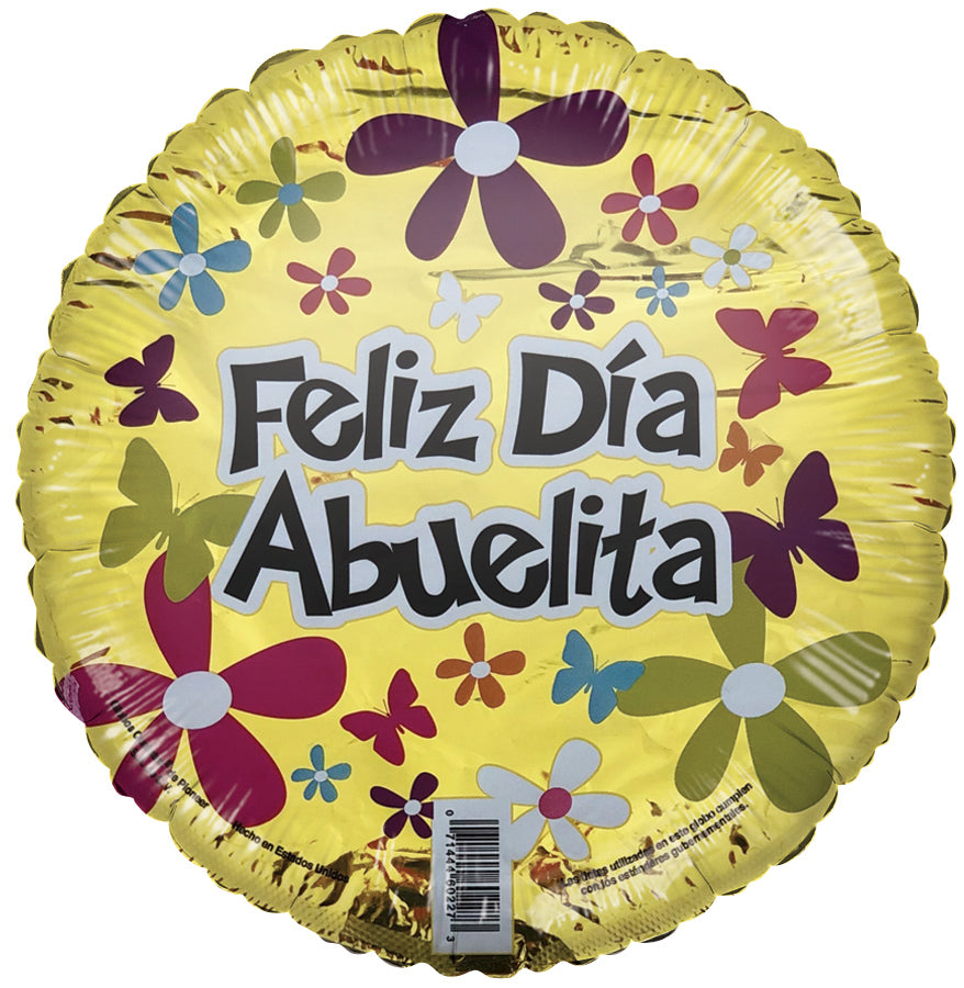 9" Airfill Only Feliz Dia Abuelita Foil Balloon