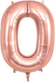 34" Number 0 Rose Gold Oaktree Foil Balloon