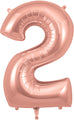 34" Number 2 Rose Gold Oaktree Foil Balloon