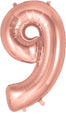 34" Number 9 Rose Gold Oaktree Foil Balloon