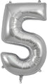 34" Number 5 Silver Oaktree Foil Balloon