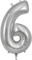 34" Number 6 Silver Oaktree Foil Balloon