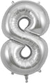 34" Number 8 Silver Oaktree Foil Balloon