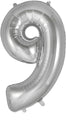 34" Number 9 Silver Oaktree Foil Balloon