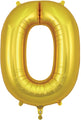 34" Number 0 Gold Oaktree Foil Balloon