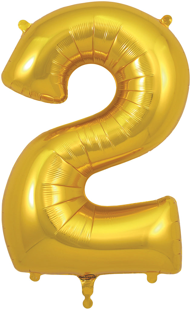34" Number 2 Gold Oaktree Foil Balloon