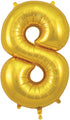 34" Number 8 Gold Oaktree Foil Balloon