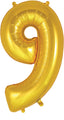 34" Number 9 Gold Oaktree Foil Balloon