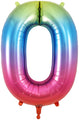 34" Number 0 Rainbow Oaktree Foil Balloon