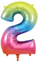 34" Number 2 Rainbow Oaktree Foil Balloon