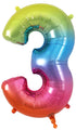 34" Number 3 Rainbow Oaktree Foil Balloon