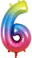 34" Number 6 Rainbow Oaktree Foil Balloon