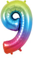 34" Number 9 Rainbow Oaktree Foil Balloon