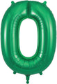 34" Number 0 Green Oaktree Foil Balloon