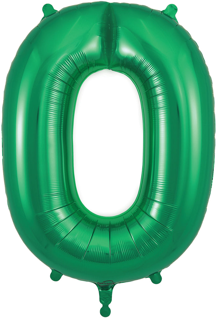 34" Number 0 Green Oaktree Foil Balloon