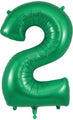 34" Number 2 Green Oaktree Foil Balloon