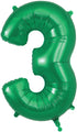 34" Number 3 Green Oaktree Foil Balloon