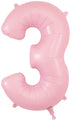 34" Number 3 Matte Pink Oaktree Foil Balloon