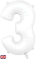 34" Number 3 Matte White Oaktree Foil Balloon