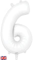 34" Number 6 Matte White Oaktree Foil Balloon