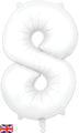 34" Number 8 Matte White Oaktree Foil Balloon