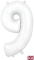 34" Number 9 Matte White Oaktree Foil Balloon