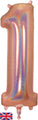 34" Number 1 Holographic Rose Gold Oaktree Foil Balloon