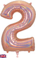 34" Number 2 Holographic Rose Gold Oaktree Foil Balloon