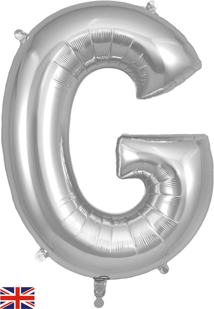 34" Letter G Silver Oaktree Brand Foil Balloon
