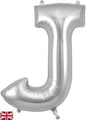 34" Letter J Silver Oaktree Brand Foil Balloon