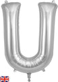 34" Letter U Silver Oaktree Brand Foil Balloon