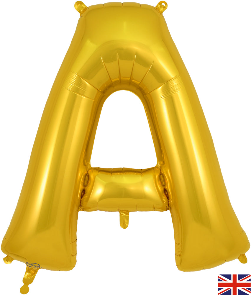 34" Letter A Gold Oaktree Brand Foil Balloon