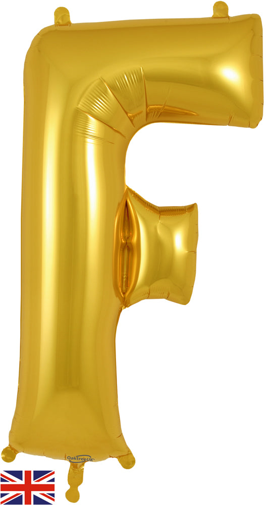 34" Letter F Gold Oaktree Brand Foil Balloon