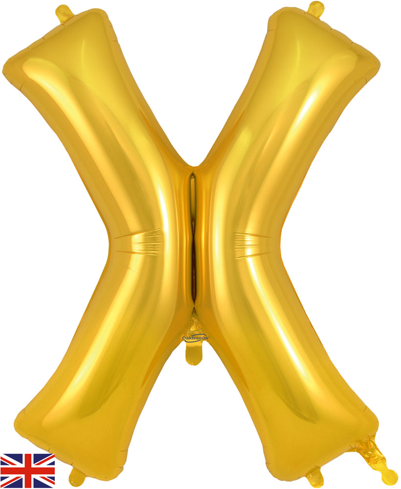 34" Letter X Gold Oaktree Brand Foil Balloon