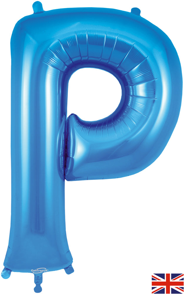 34" Letter P Blue Oaktree Brand Foil Balloon
