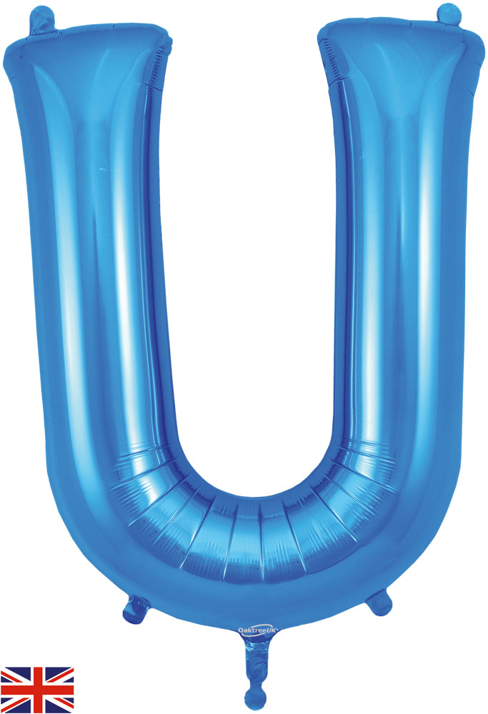 34" Letter U Blue Oaktree Brand Foil Balloon