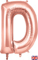 34" Letter D Rose Gold Oaktree Brand Foil Balloon