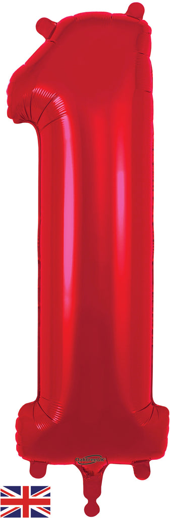 34" Number 1 Red Oaktree Foil Balloon