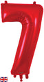 34" Number 7 Red Oaktree Foil Balloon